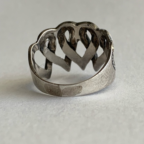 New vintage 4 hearts marcasite silver cocktail ring - Picture 5 of 13
